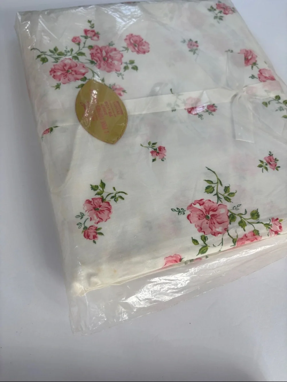 Vintage Penny’s Pencale White Pink Floral Fine Combed (2) Flat Bed Sheets 72x108